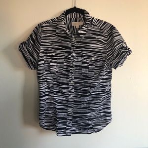 Michael Kors Zebra Print Collared Shirt